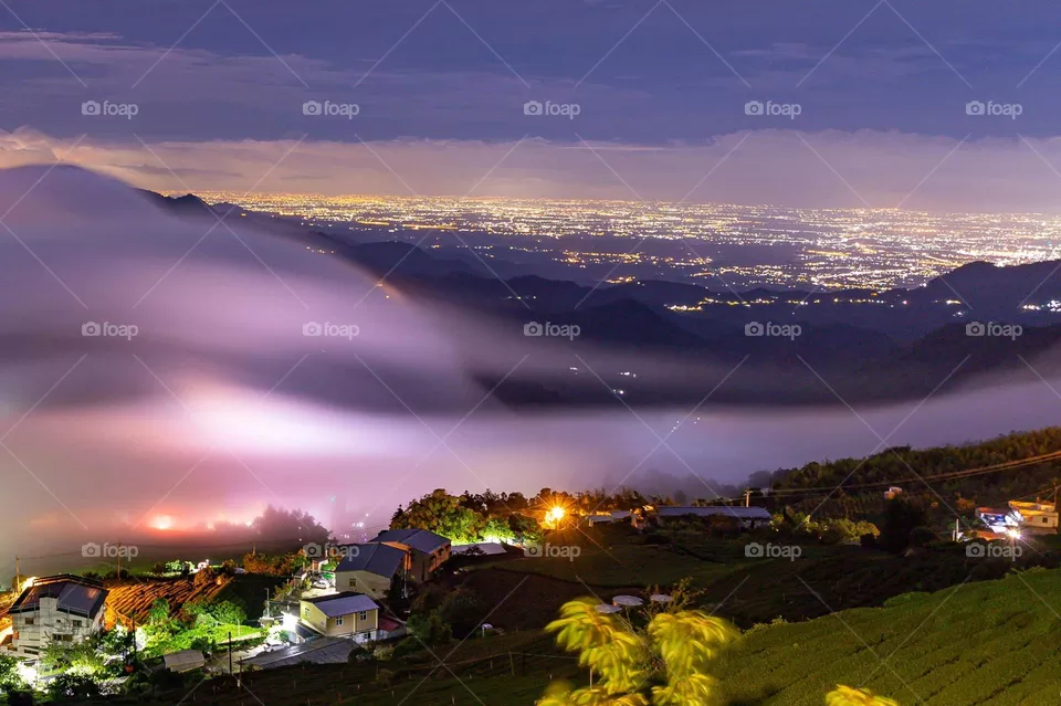 Beautiful mountain night scenery
