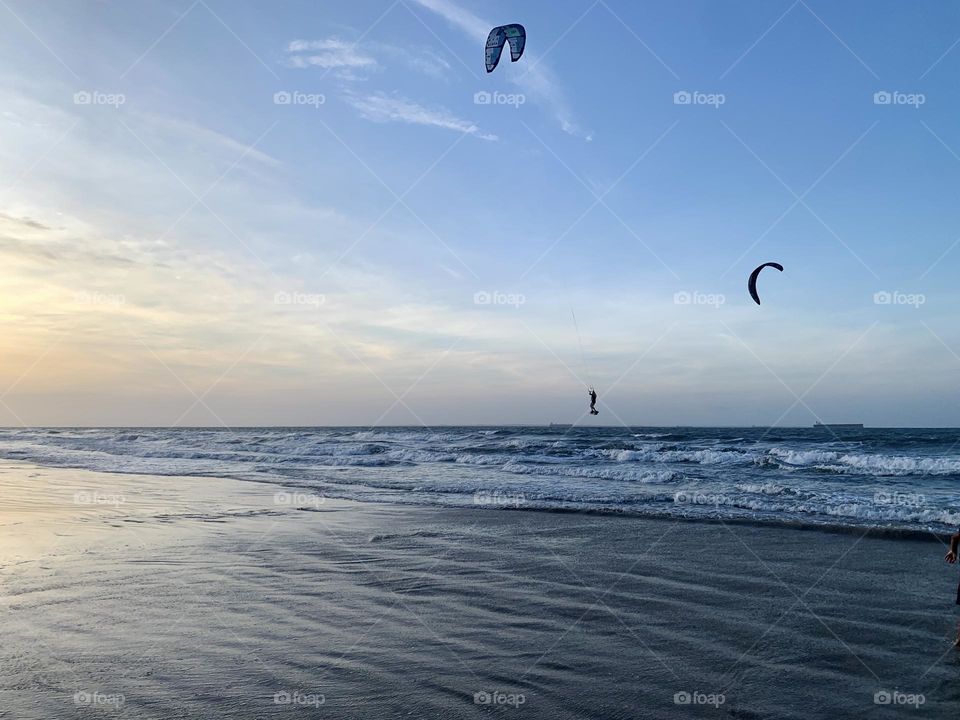 Kitesurfers at the beach