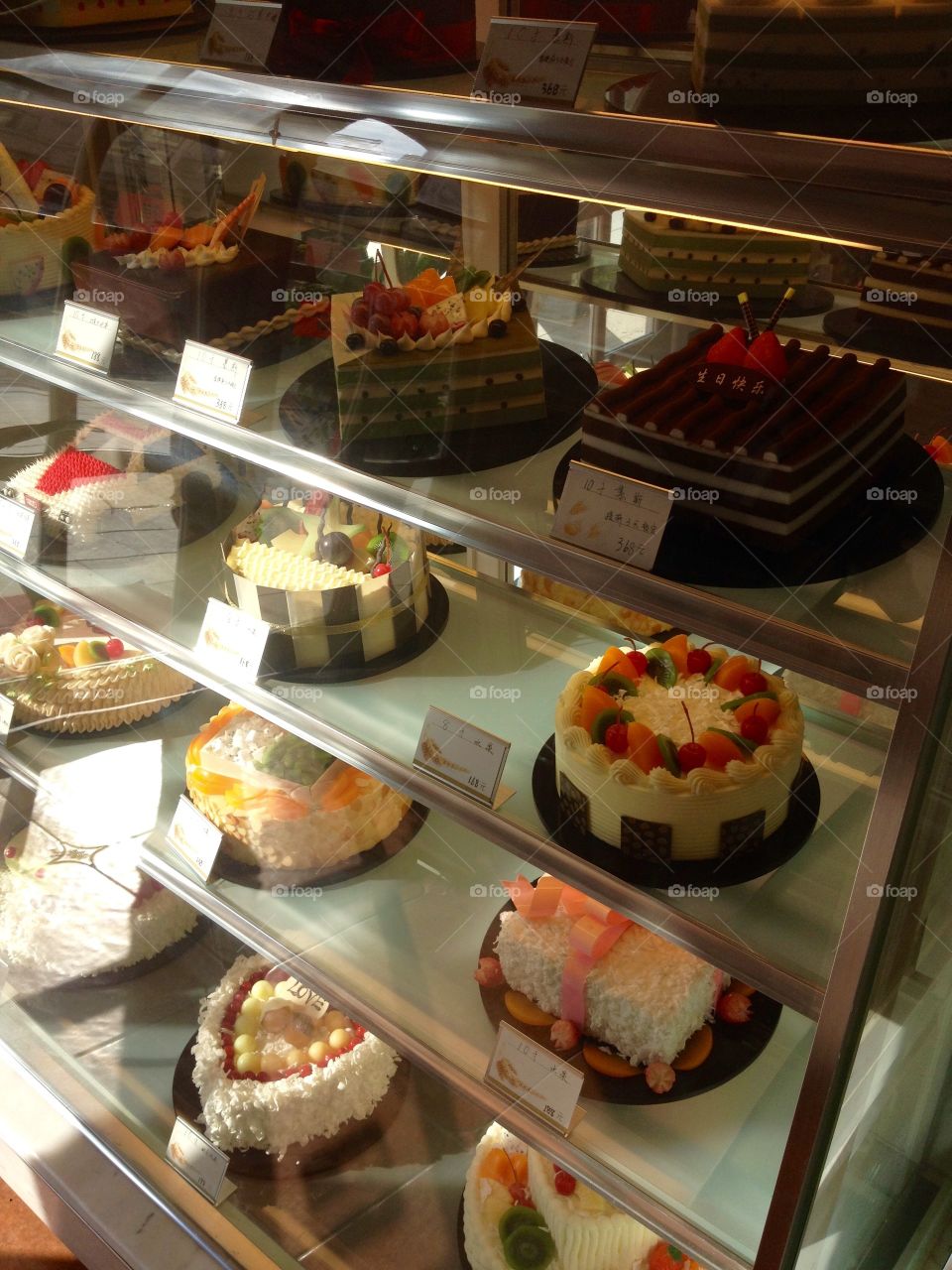 Pastry in the glass case