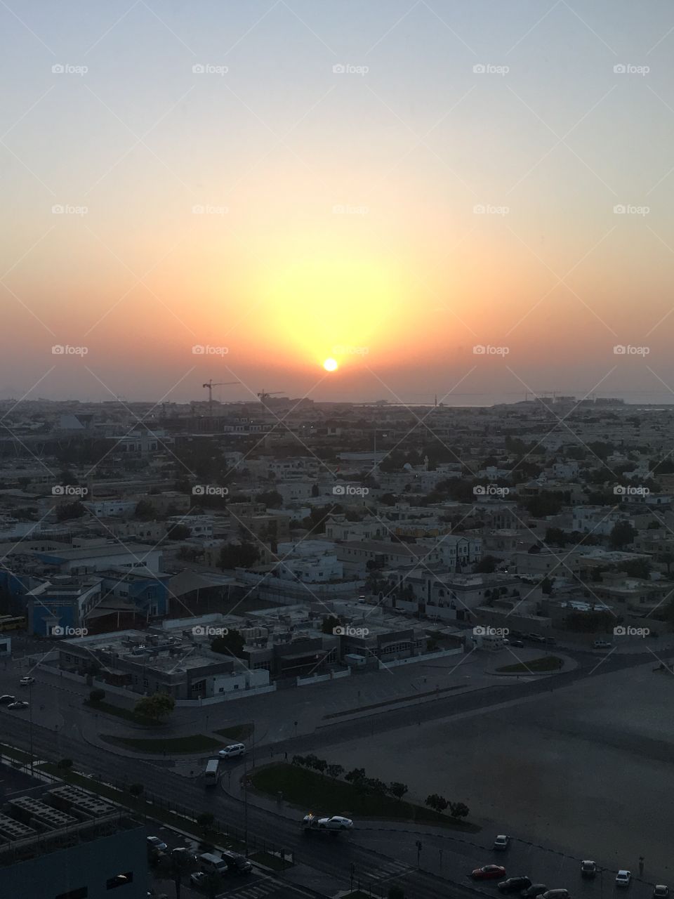 Sunset view over Persian Gulf in Dubai