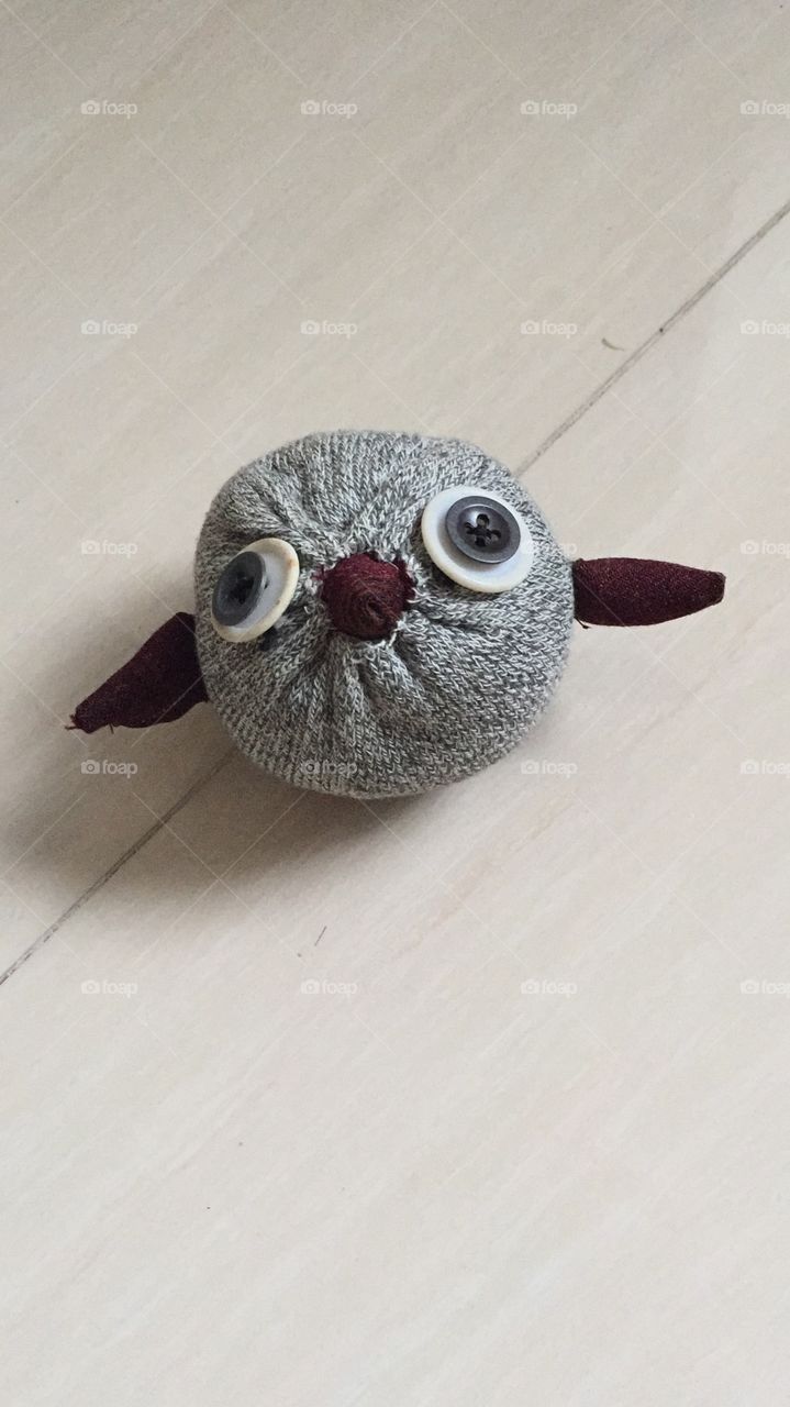 Little bird made from old socks