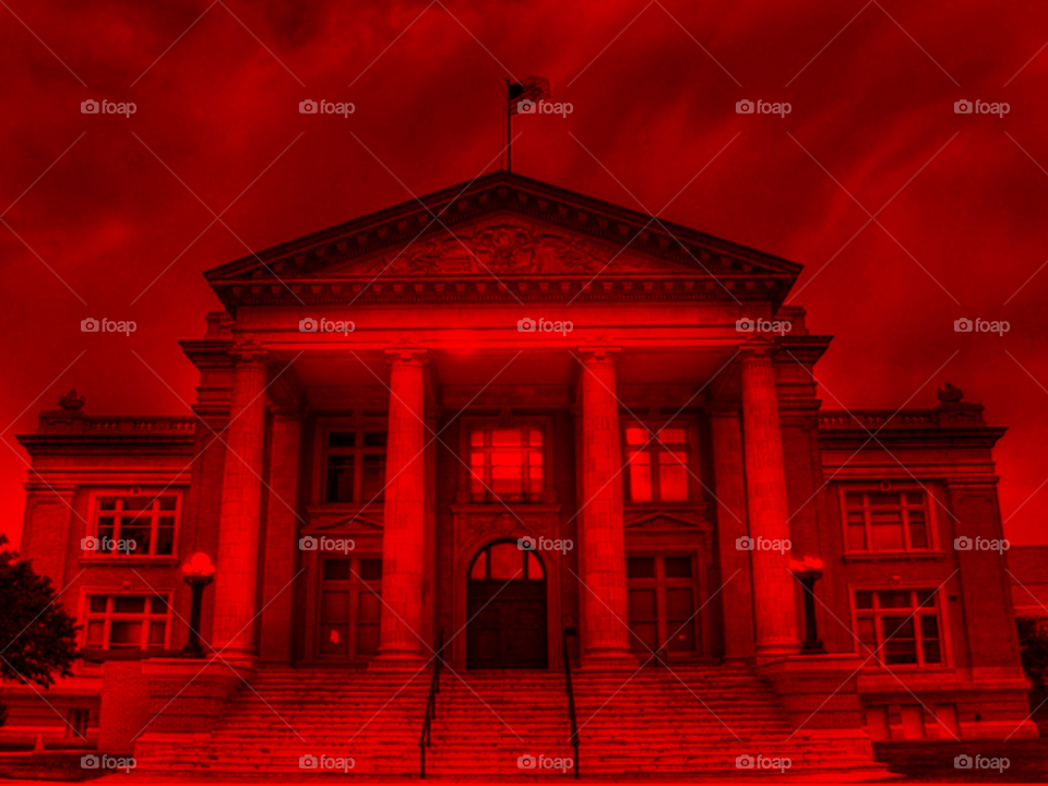 lake charles red building architecture by lightanddrawing