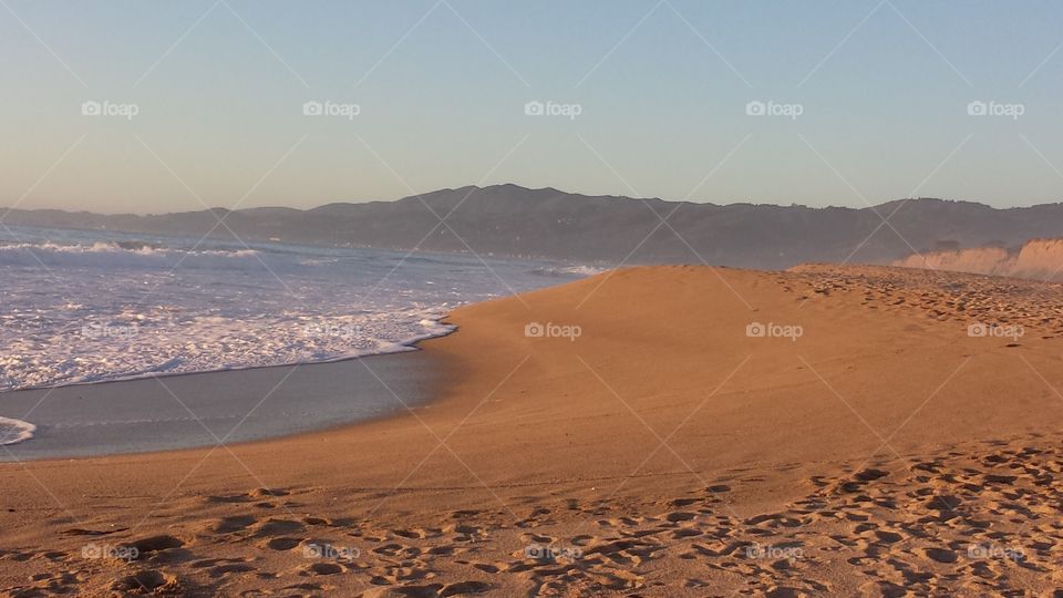 Serene, empty Beach in Santa Cruz, California