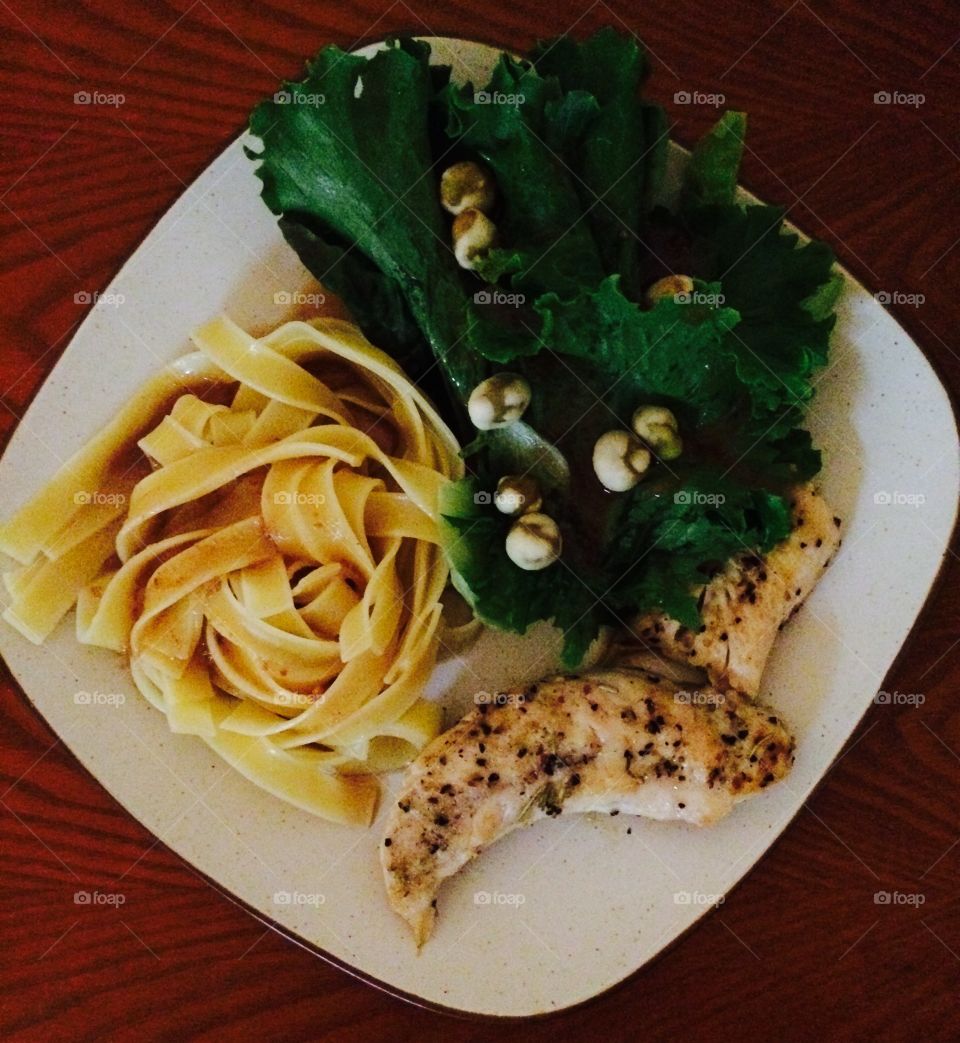 Night Snack. Chicken, Pasta & Asian  Salad