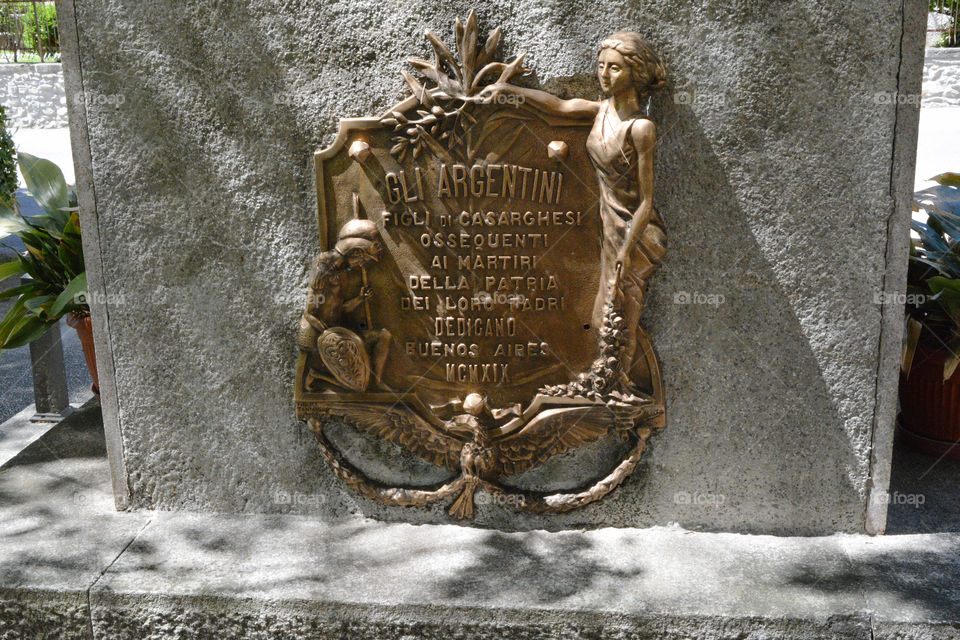 The Argentinians on war memorial - Casargo, Lecco, Lombardy, Italy.