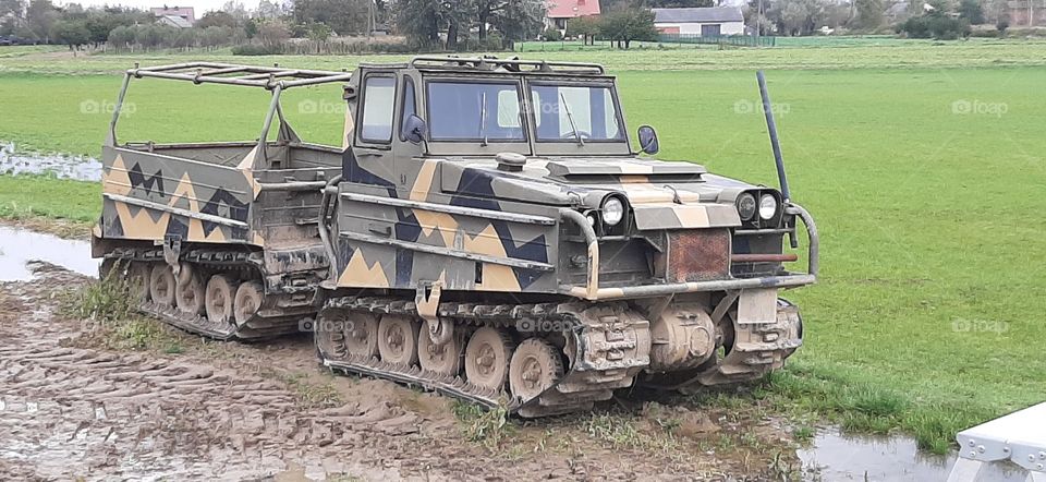 Truck on caterpullars for fun ride