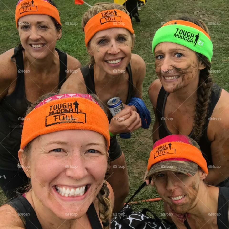 Our team of fearless females after completing the Tough Mudder run. 