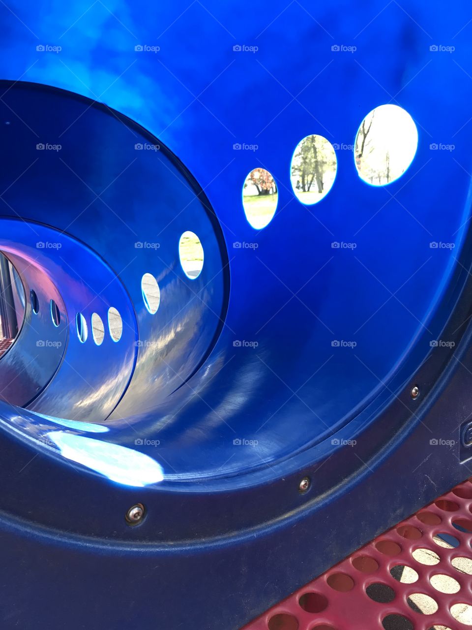 Looking down a slide