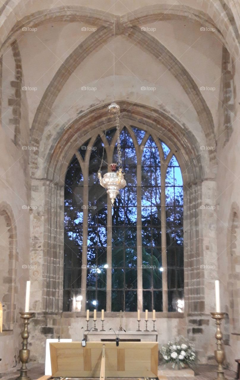 window from the choir of the abbey of la lucerne
