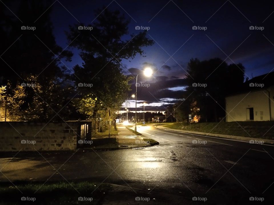 An evening in a city