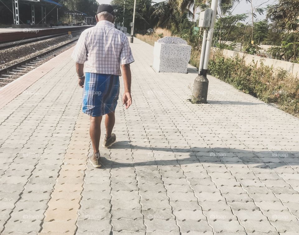 Morning walk to work with a casual clothes