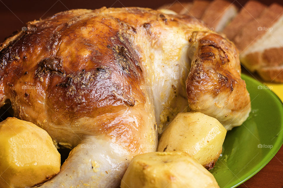 Roasted chicken with potatoes