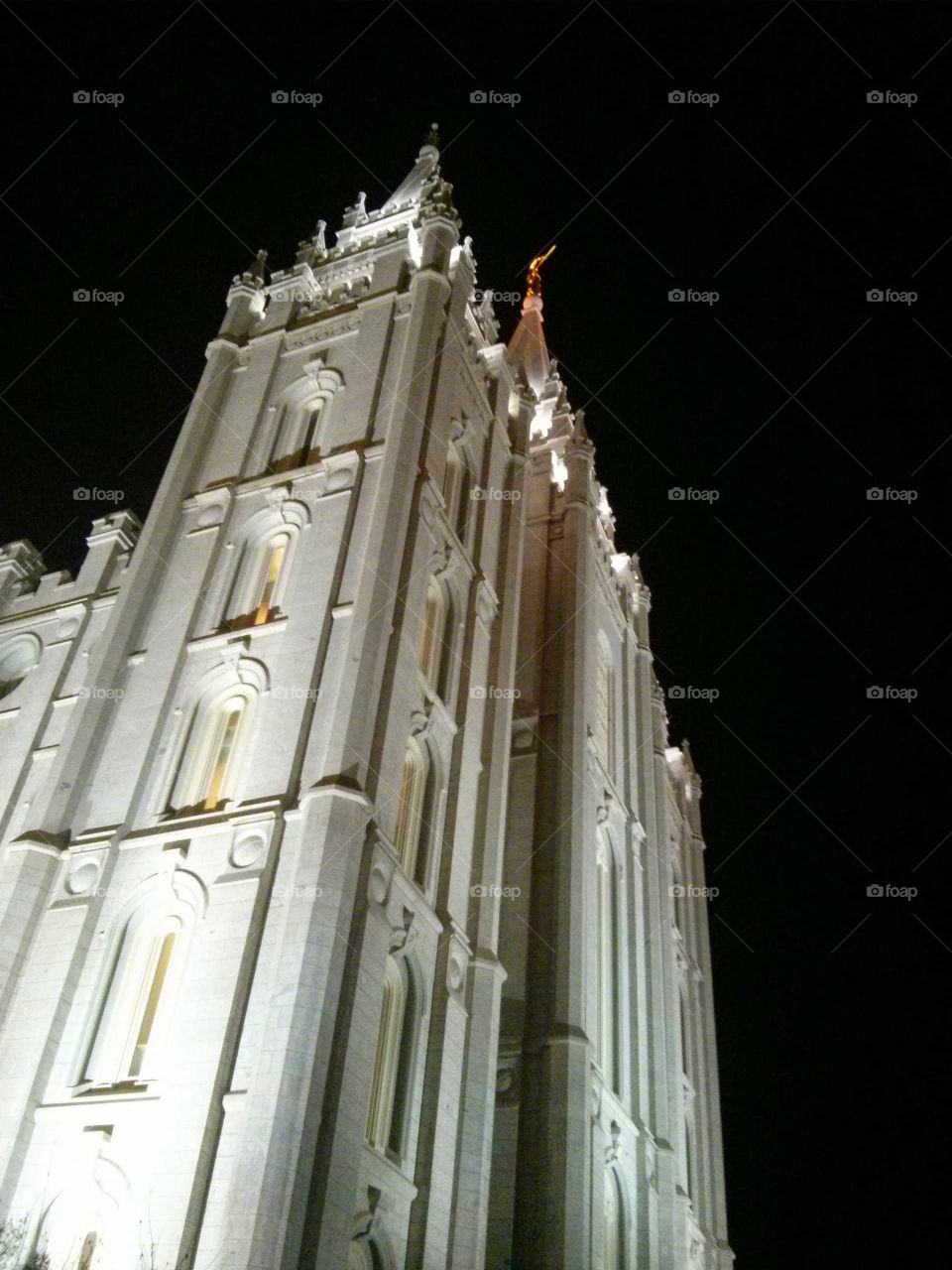 looking up at the temple. the view from the base of the LDS (Mormon) temple in salt lake city Utah