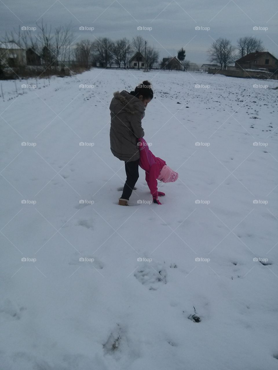 Playing in snow