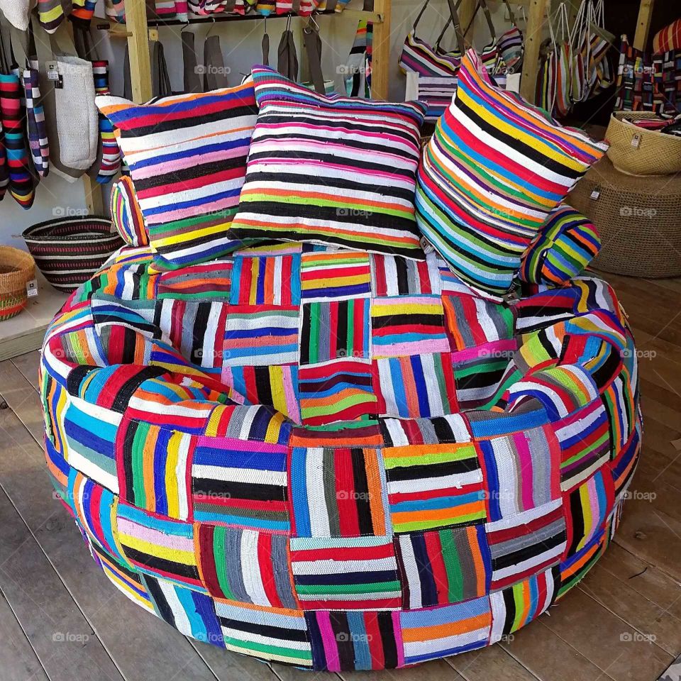 funny colored sofa handmade in south Africa 
ecological reuse
