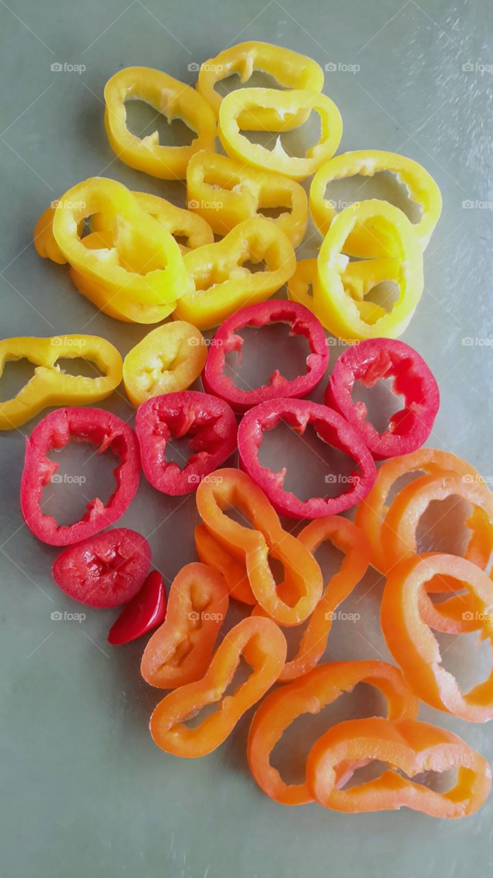 sliced peppers. sliced peppers