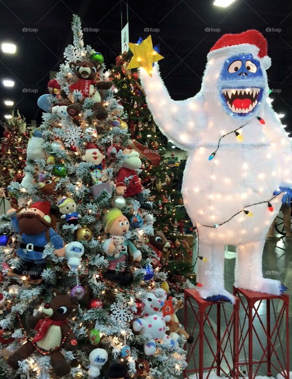 Rudolph Christmas tree and the bumbling abominable snowman at the Festival of Trees fundraiser in SLC.