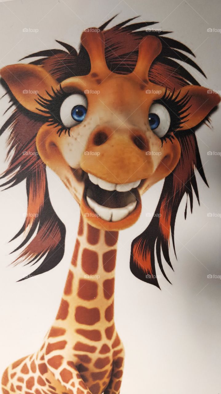 funny giraffe with hair