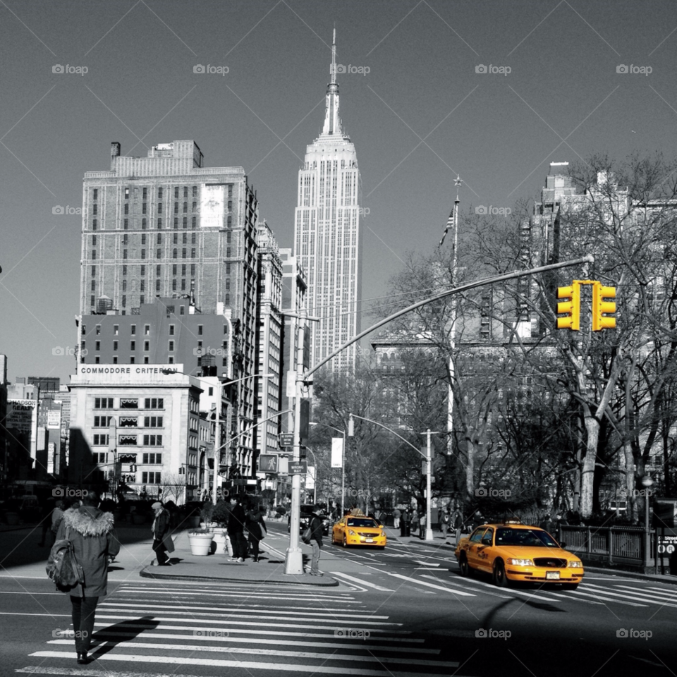 taxi new york manhattan empire state building by dantvusa