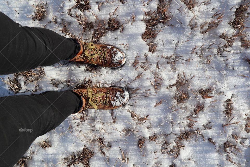 Snowy Feet in a Field