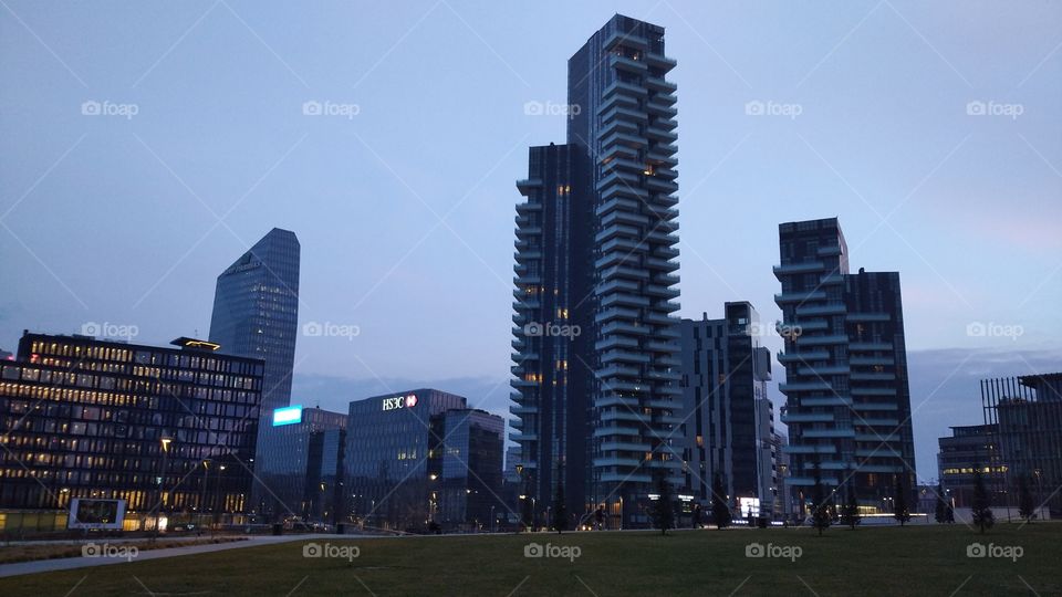 Skyline Milan at sunset