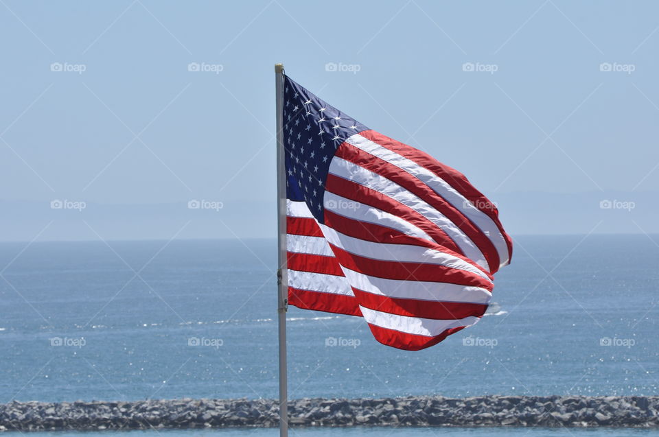Flying American flag