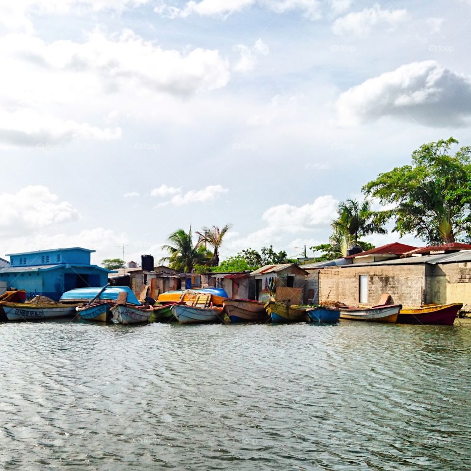 boats docked at Black River in Jamaica
