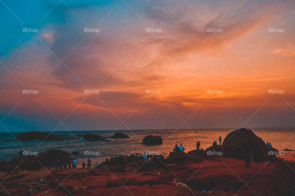 Evening sky - Silhouette - Beach side - Kanniyakumari Beach 