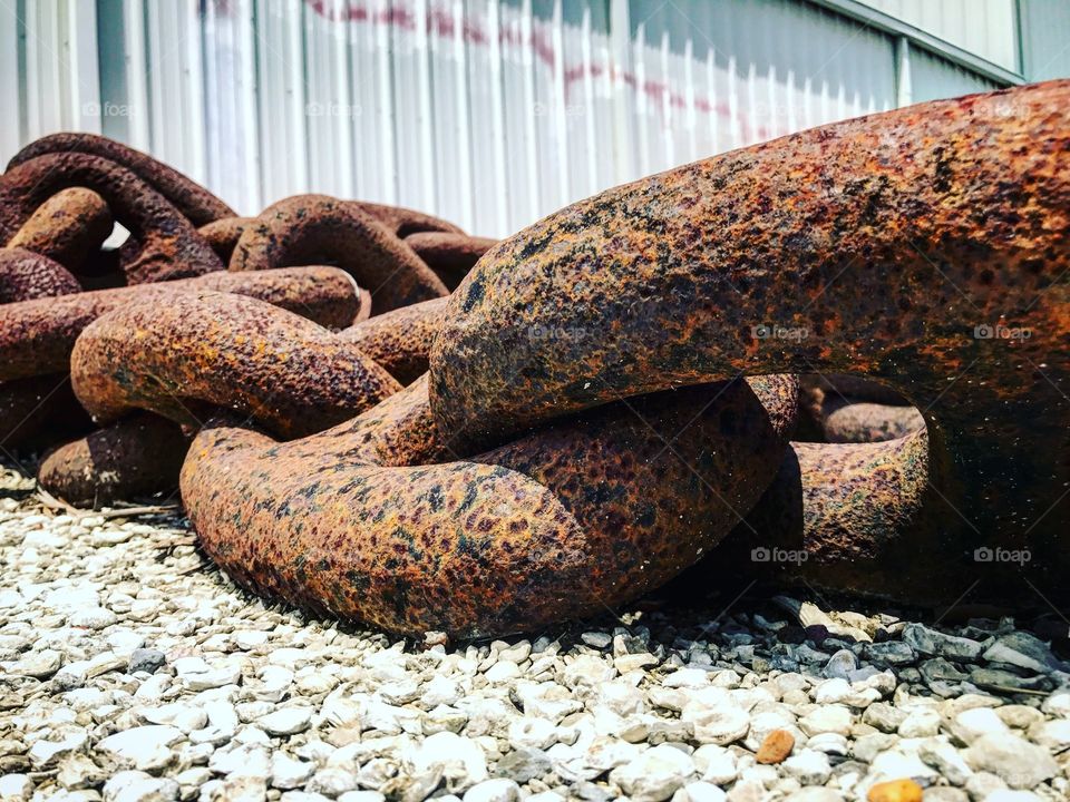 A huge lot full of giant rusted out chains and massive anchors resides on the east side of New Orleans. Got in several good shots before getting shooed off the premises. 
