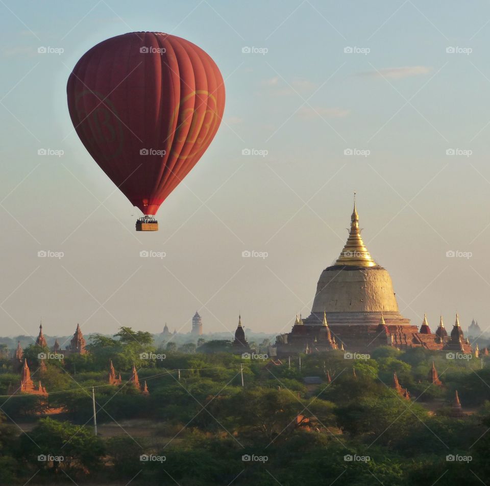 Take a ride in a hot air balloon over the many, many temples of Bagan, Myanmar