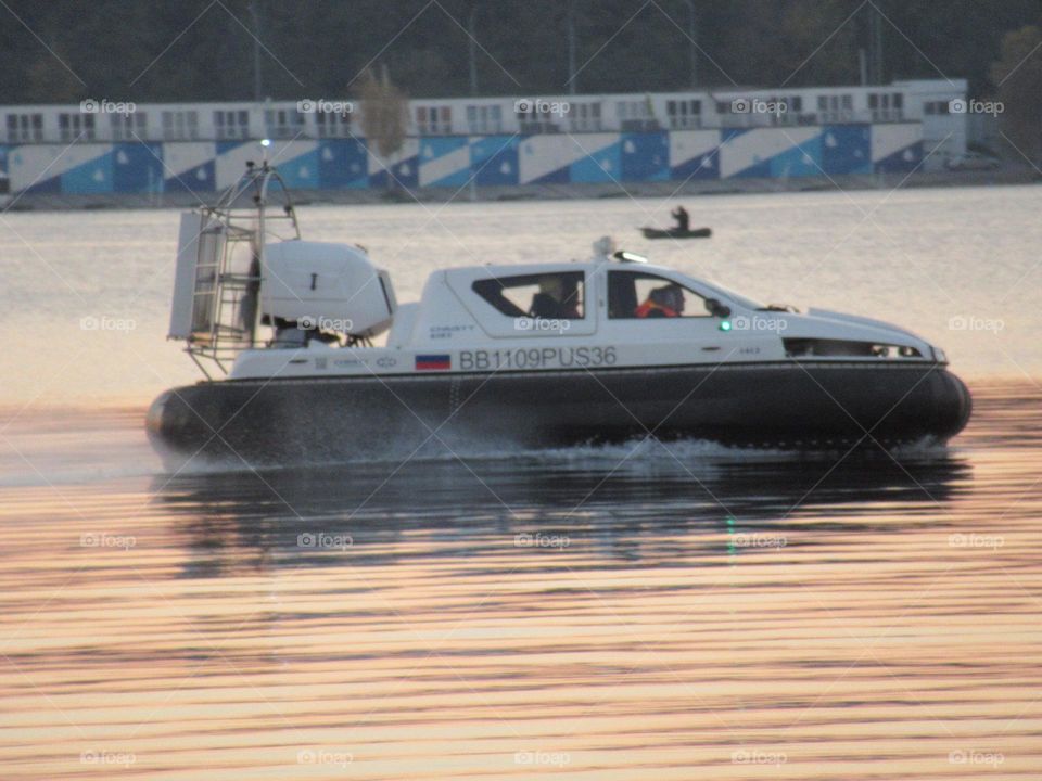 hovercraft on the river Voronezh in the city of Voronezh Russia