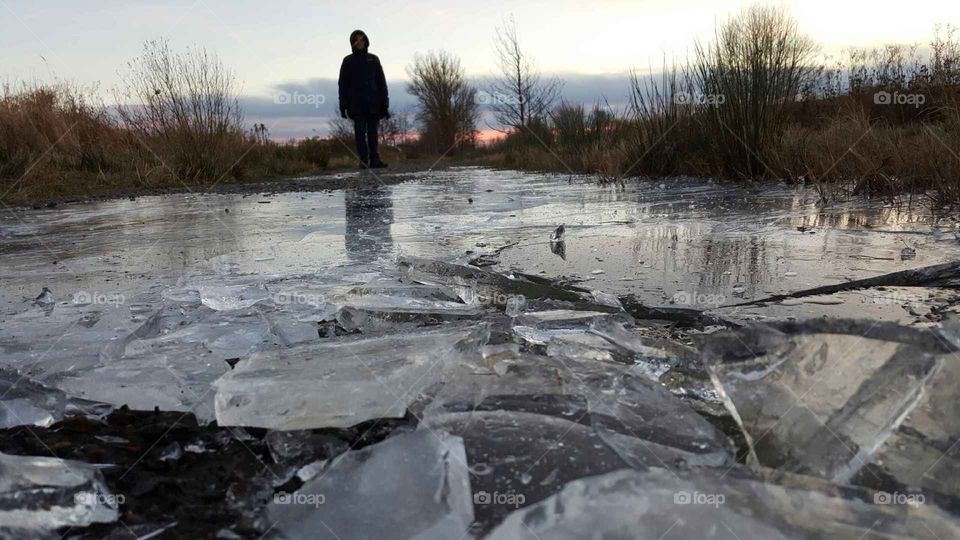 Icy road in wintertime