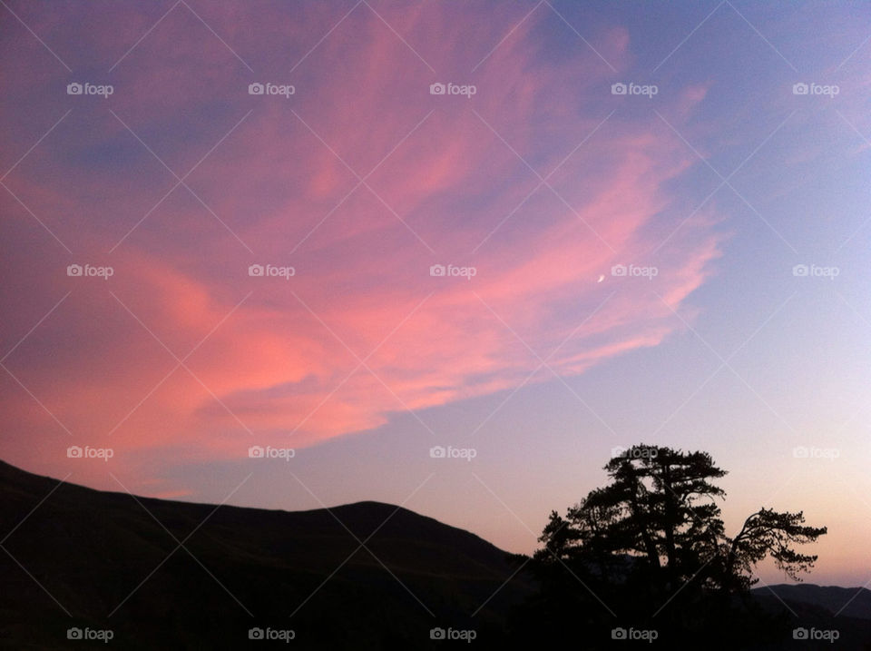 sky mountain tree sunshine by oden