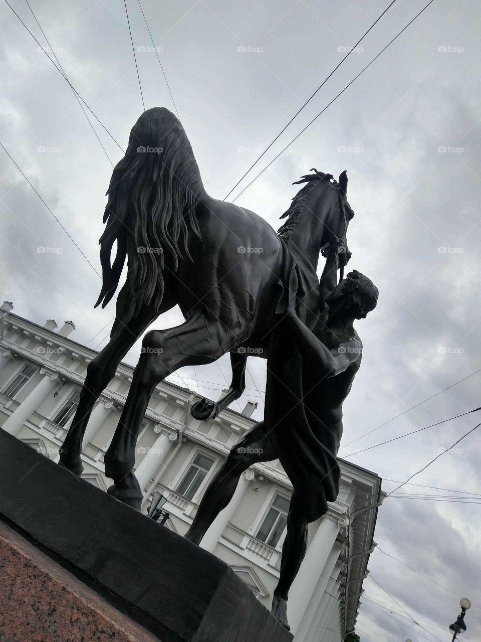 Statue Horse and man Saint Petesburg Russia