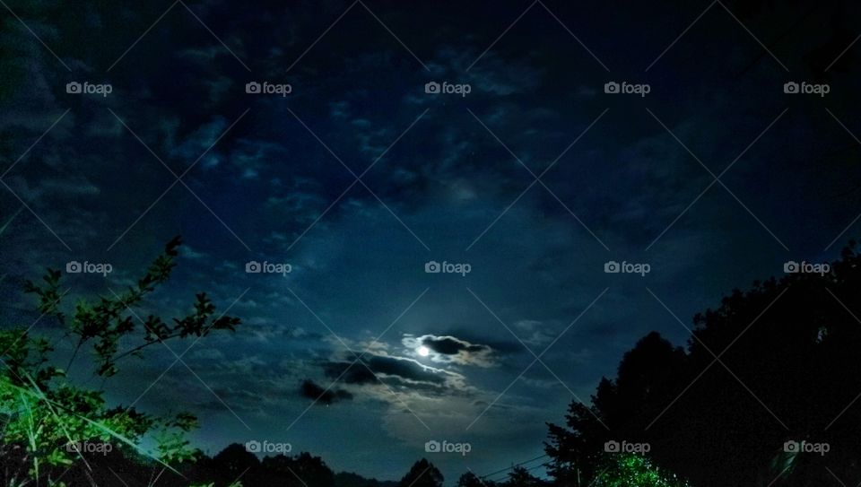 blue sky and moon