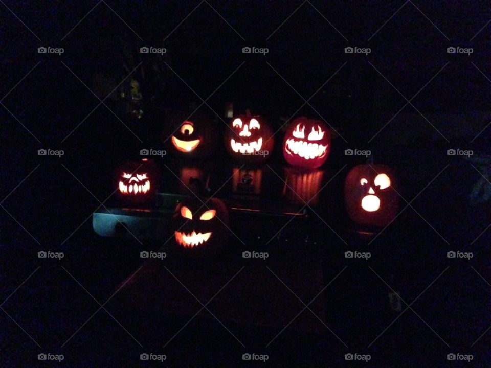 Carved pumpkins with best friends and family 