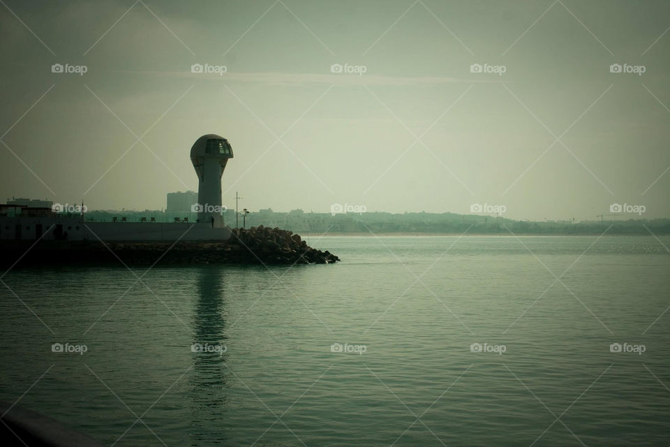 sky morning lighthouse atlantic ocean by bussardel