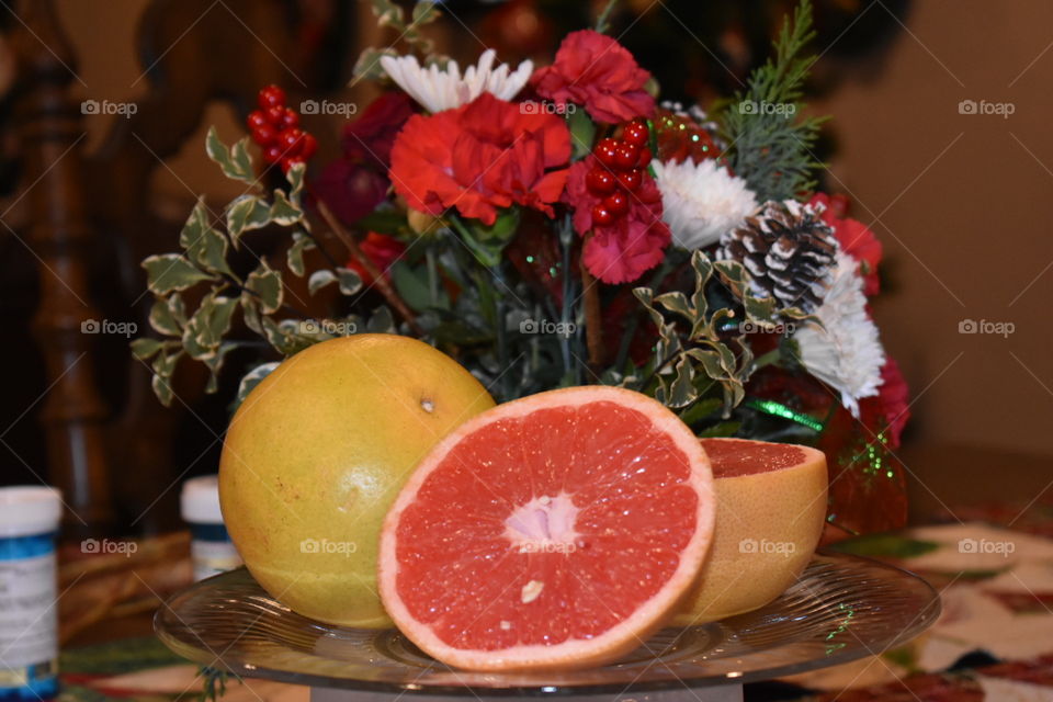 Grapefruit and Flowers