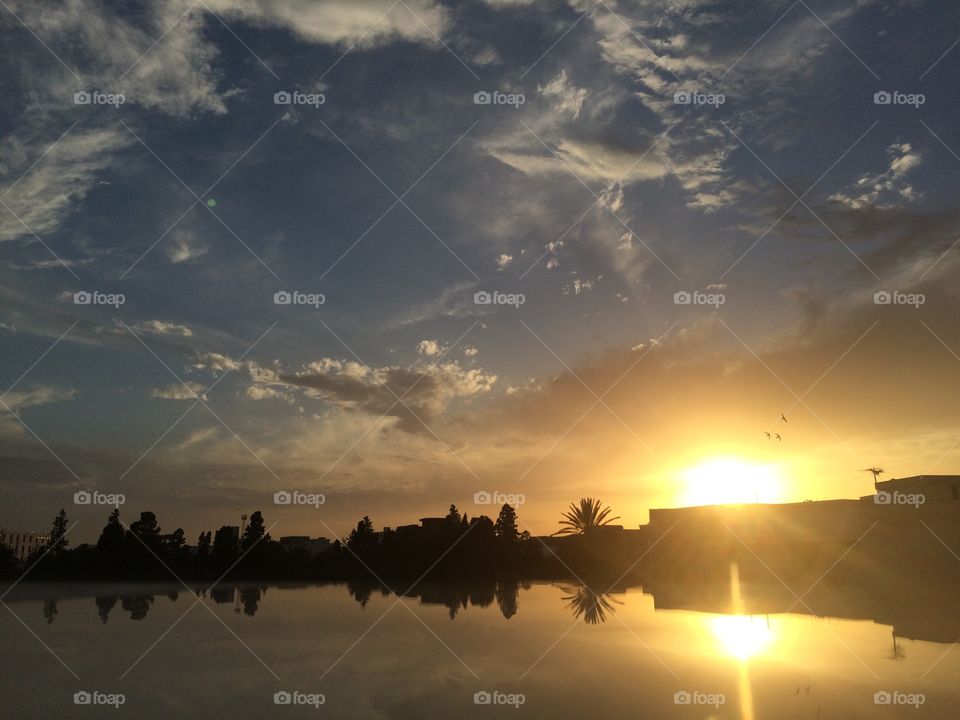 sunset reflection . sunset reflection in water