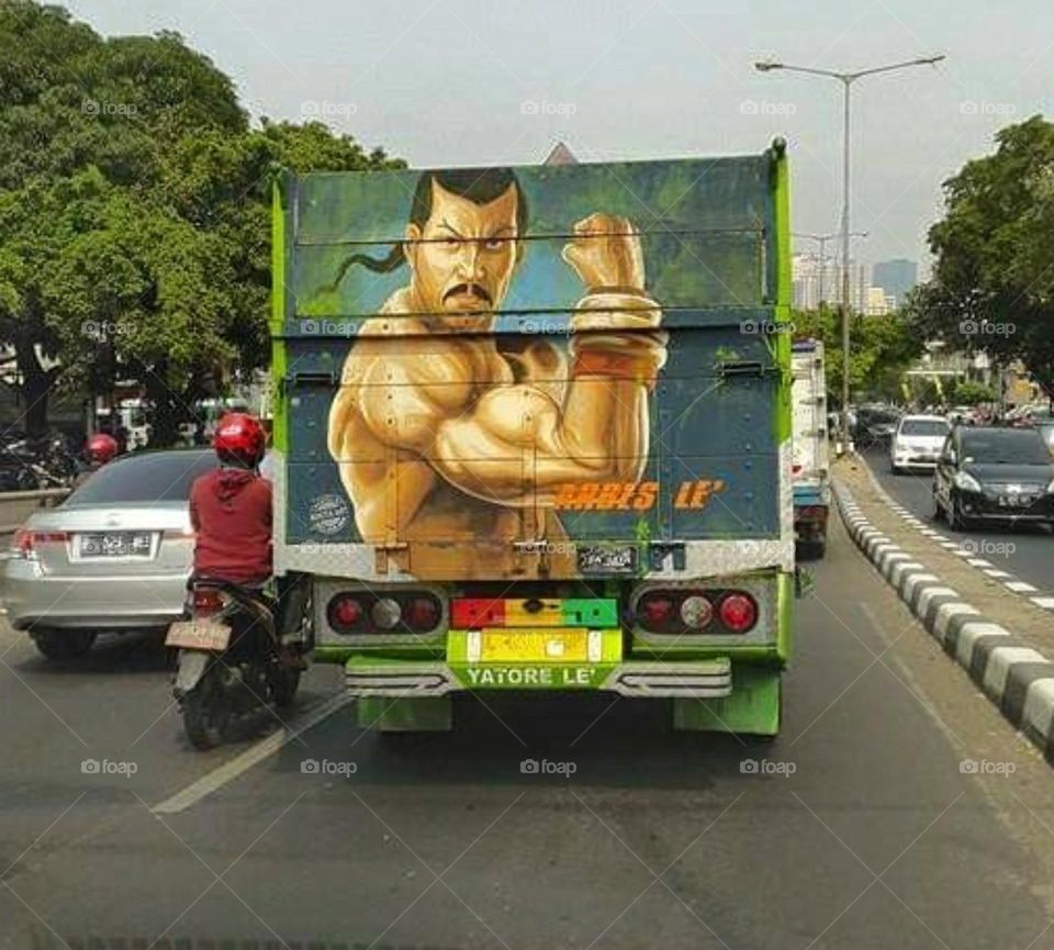 painting on the back of a truck
