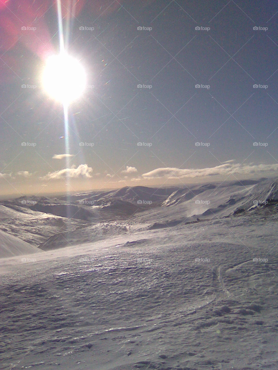 snow sky sun mountains by akofthebige