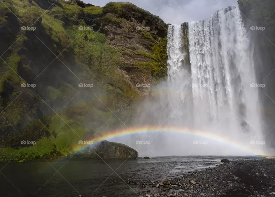 Waterfall, Rainbow, Water, No Person, Landscape