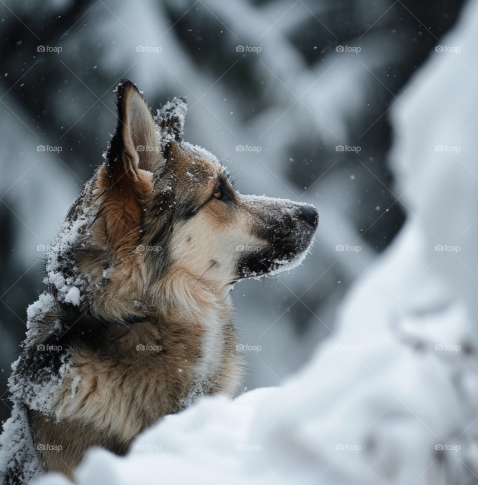 dog in the snow