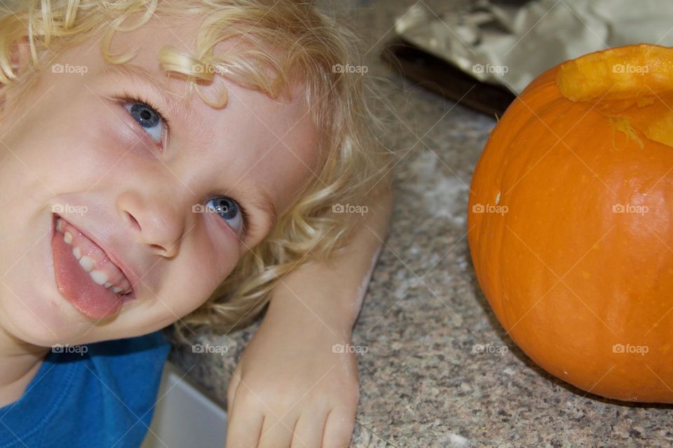 Being Silly While Carving Pumpkins