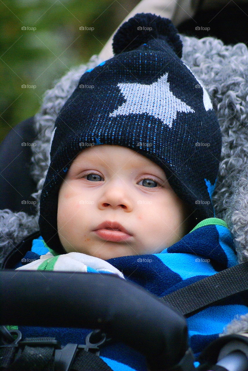 Cute toddler in a star hat