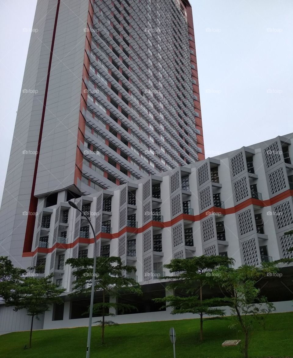 An apartment building with a unique wall shape in the Alam Sutera independent city area, Tangerang.