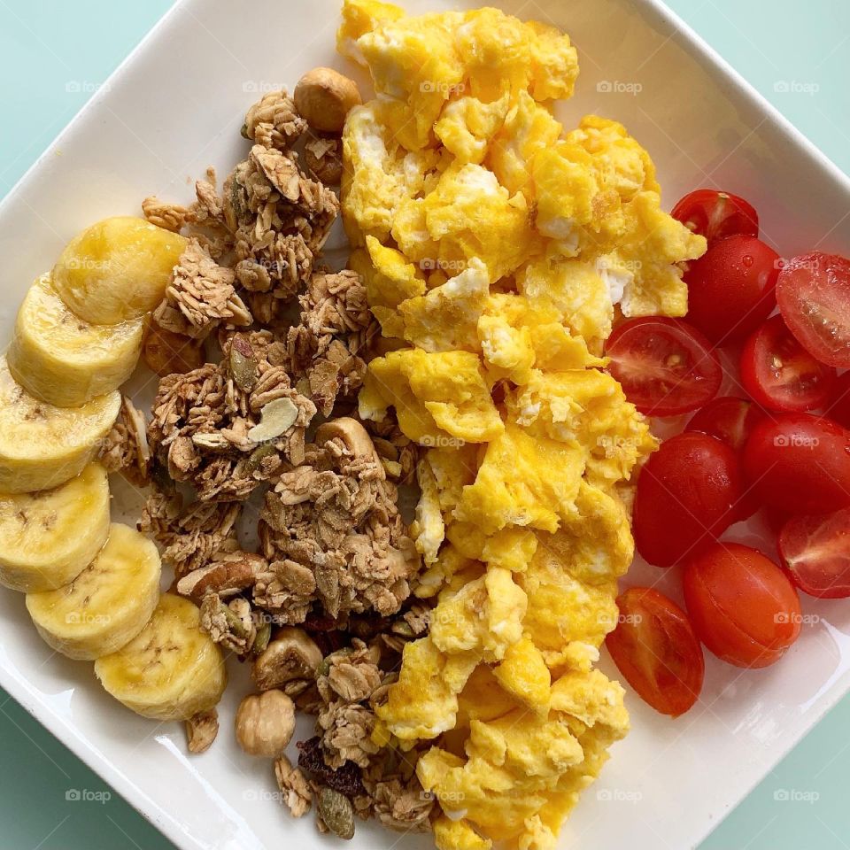 Healthy and delicious granolas with dried fruits, nuts and oats for breakfast 