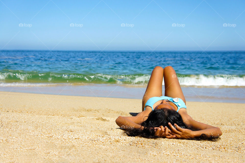 beach ocean sky girl by kbuntu