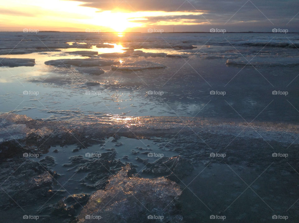 Sunset on Northern Dvina river