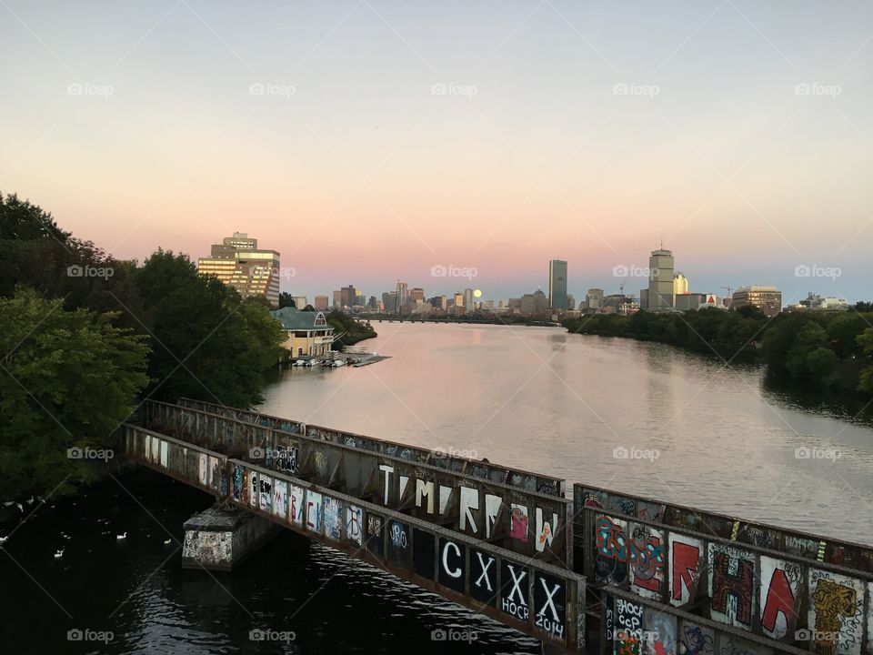 Sunset and Super Blood Moon